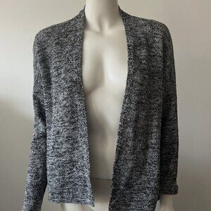 Eileen Fisher Black and Gery Linen Blend Cardigan Size SP